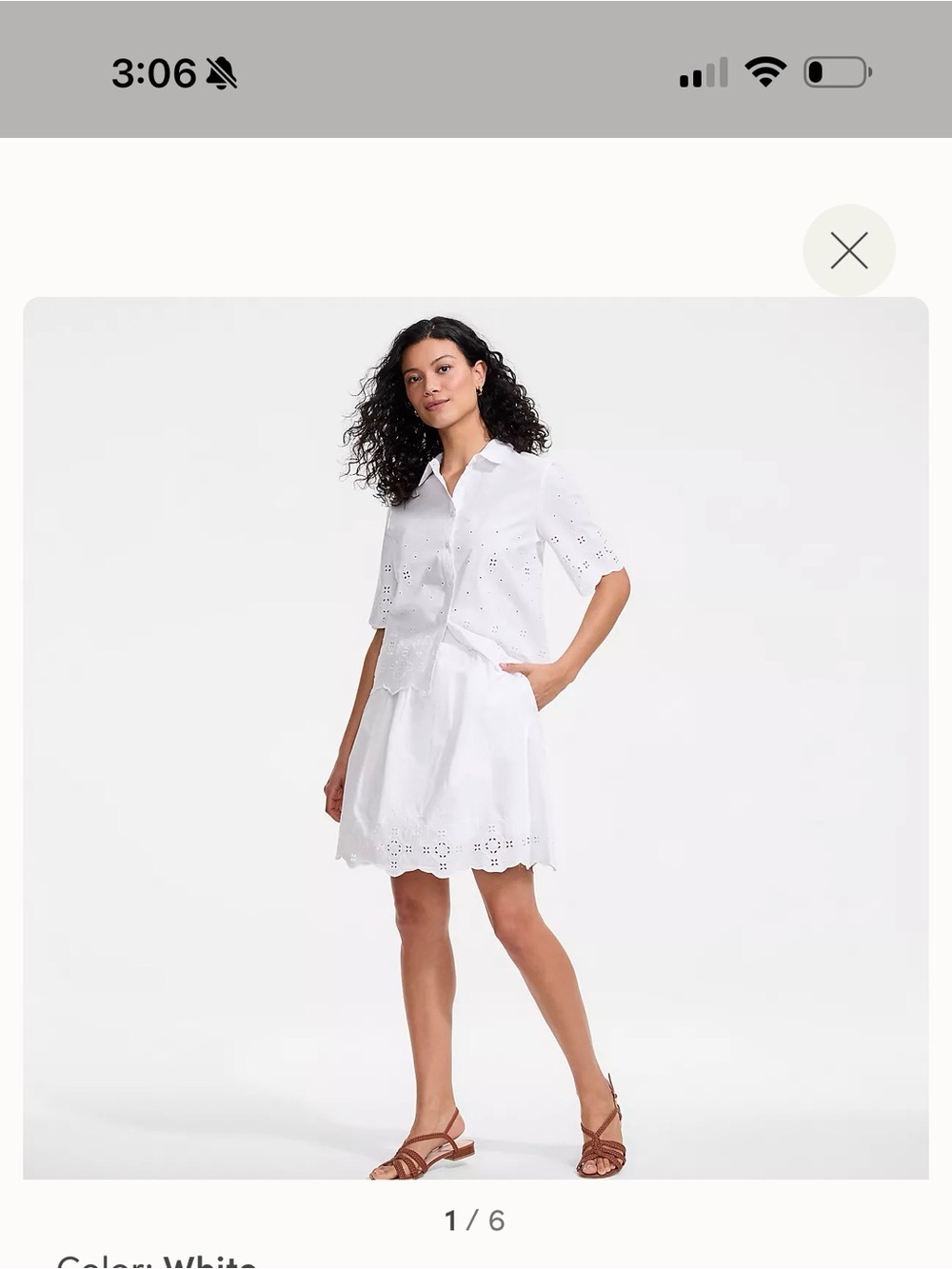 Lands End - xs top - s bottom White Eyelet Button-Down Shirt & Skirt Set - Women